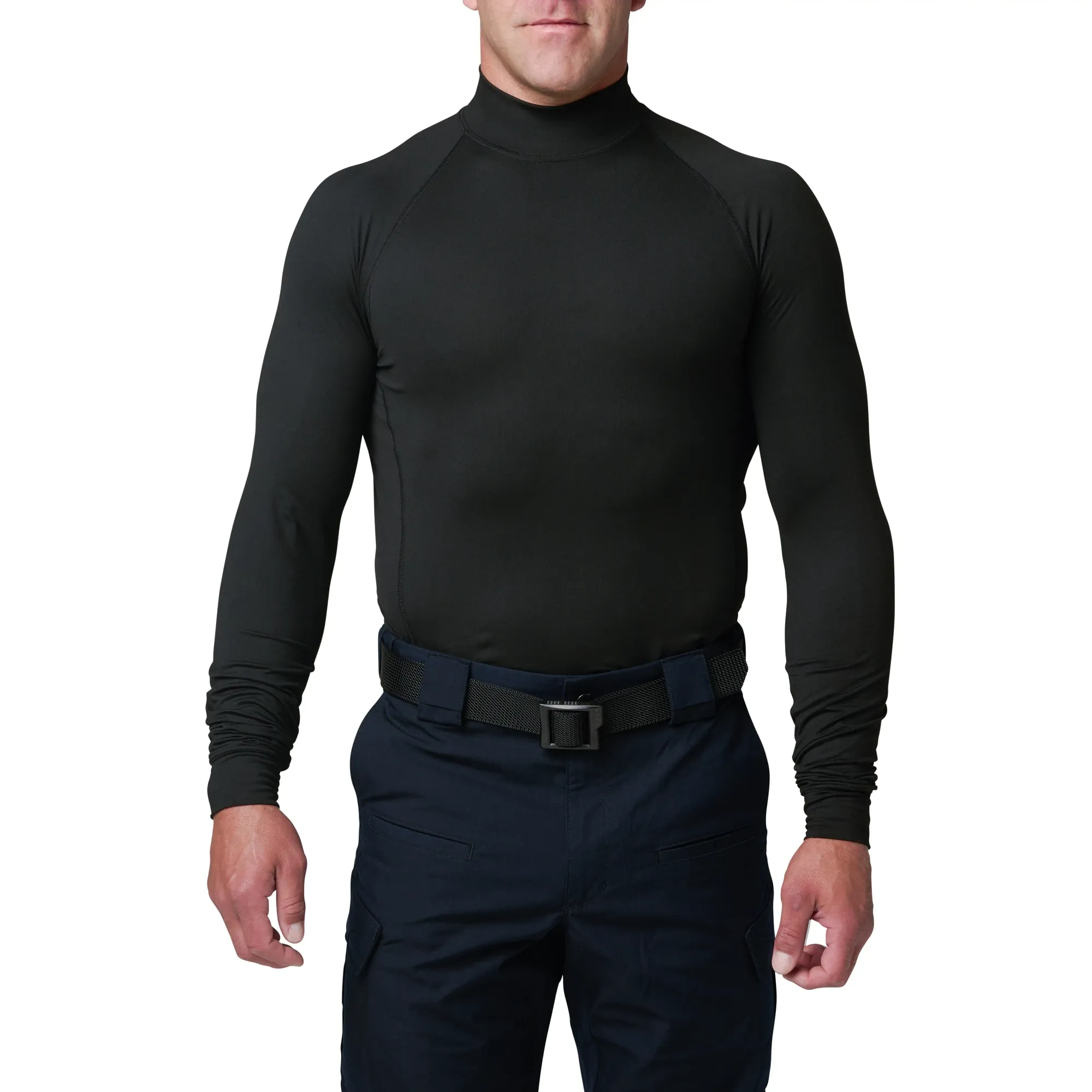 Mock Neck Long Sleeve Top — Black (1)