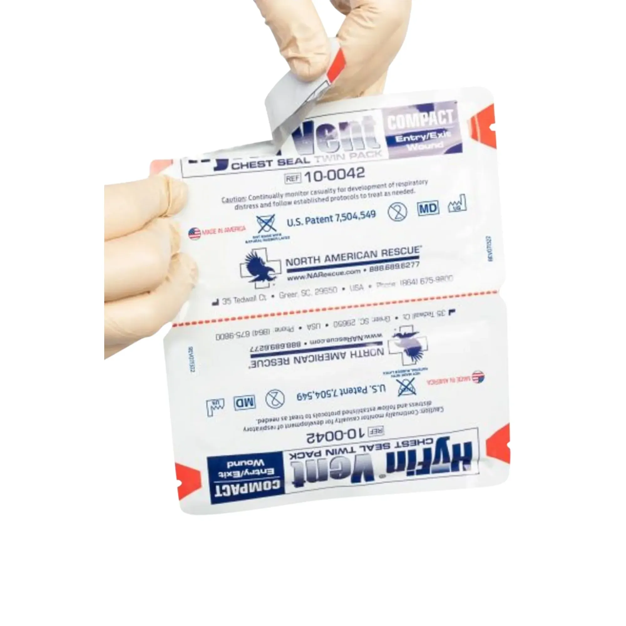 North American Rescue™ Hyfin Compact okluzivni zavoj za grudni koš (Vented) – Twin Pack — White (3)