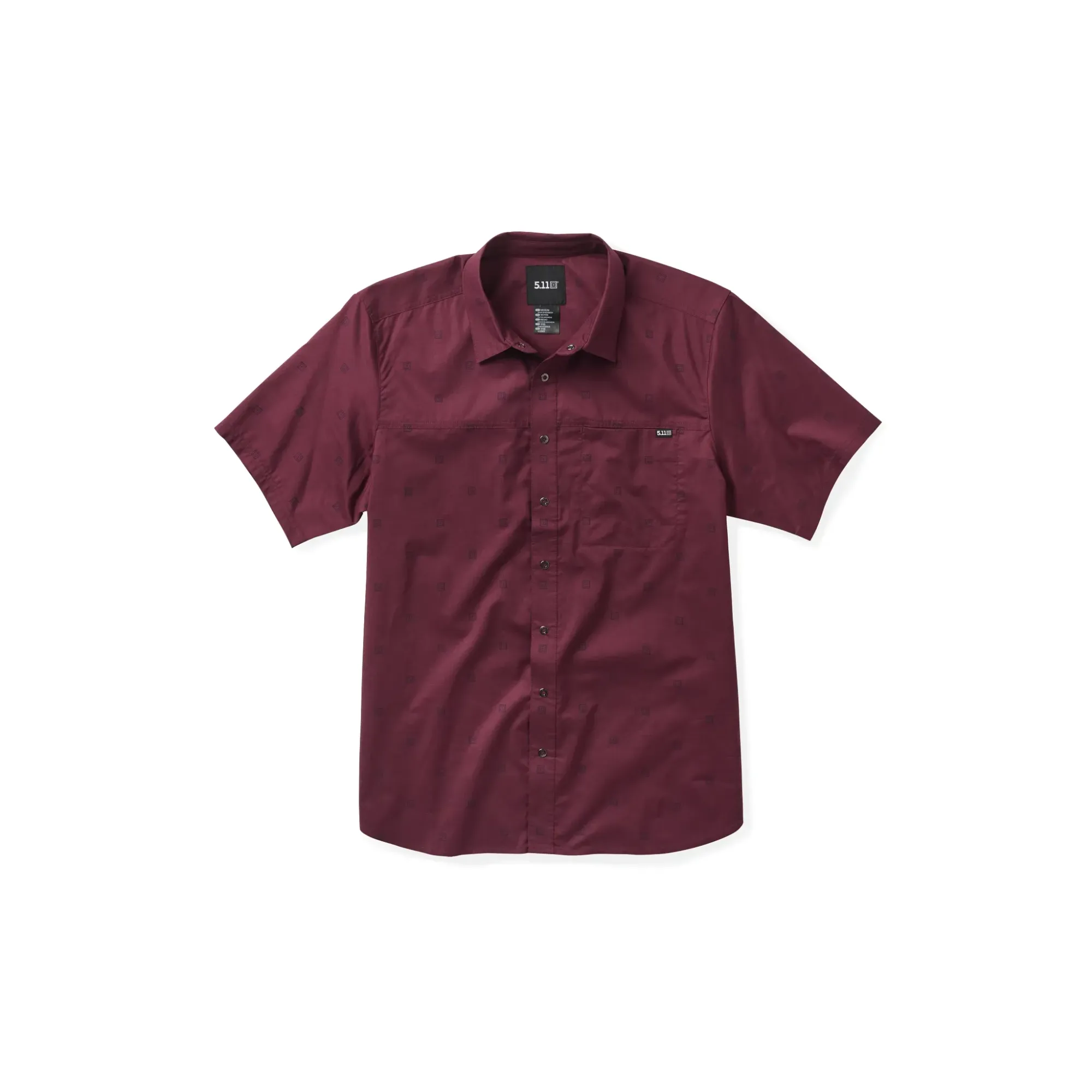 Wyatt Print Short Sleeve Shirt — Burgundy Reticle Print (4)