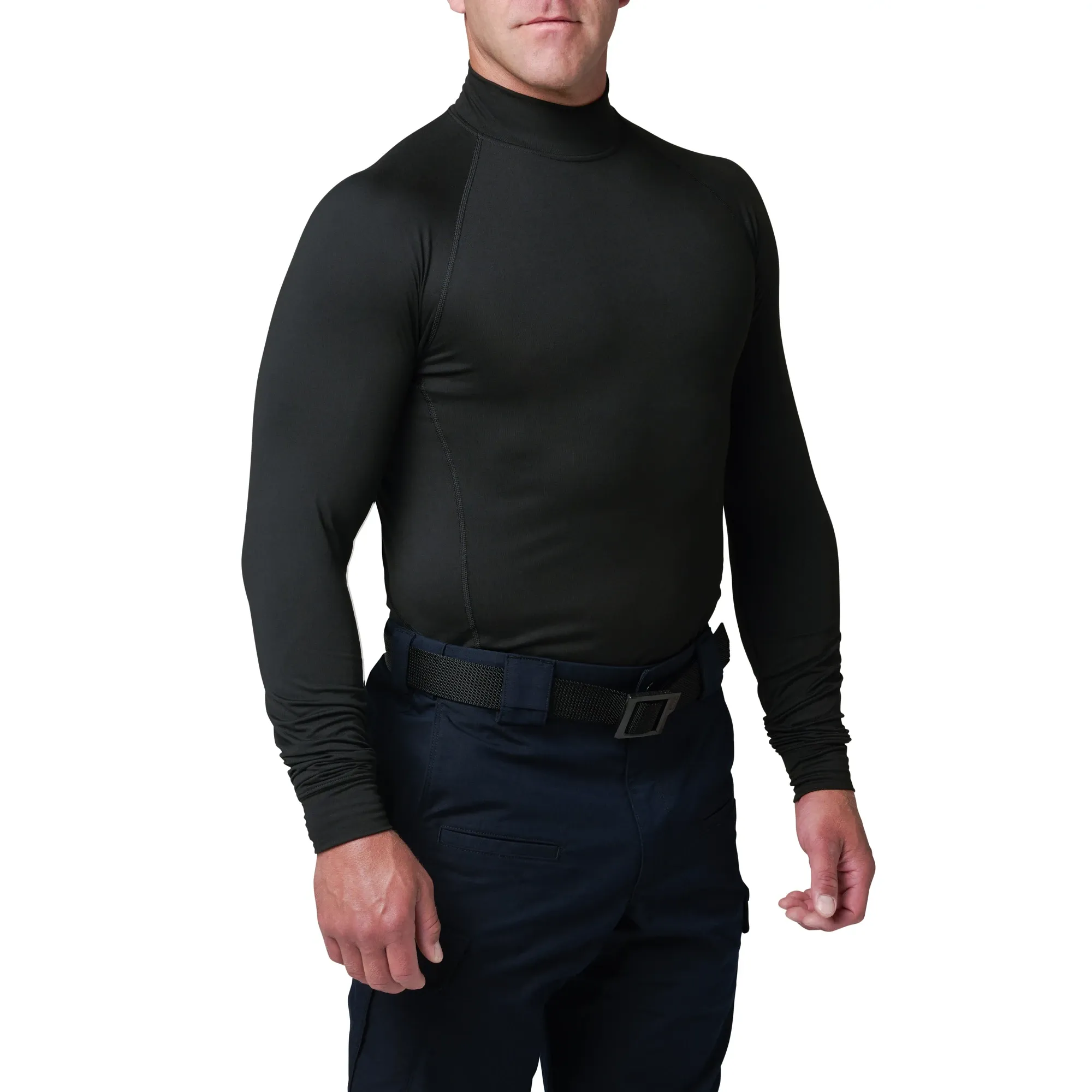 Mock Neck Long Sleeve Top — Black (4)