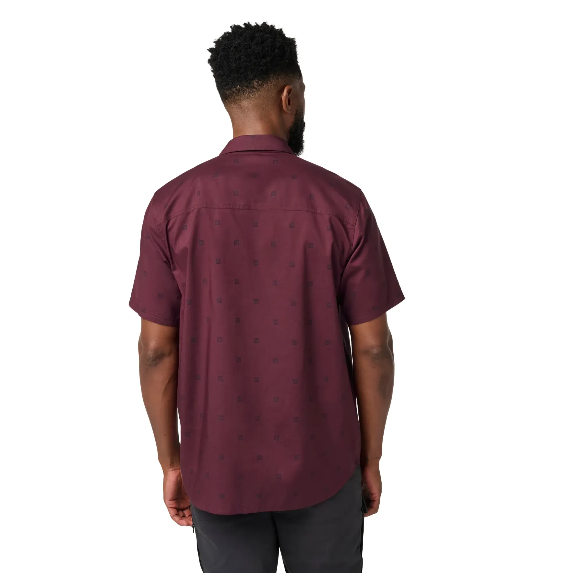 Wyatt Print Short Sleeve Shirt — Burgundy Reticle Print (2)
