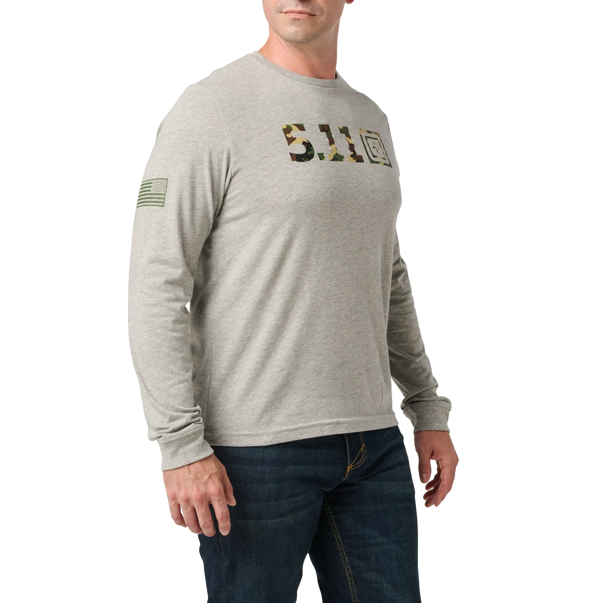 Woodland Camo Fill Long Sleeve Tee — Heather Gray (2)