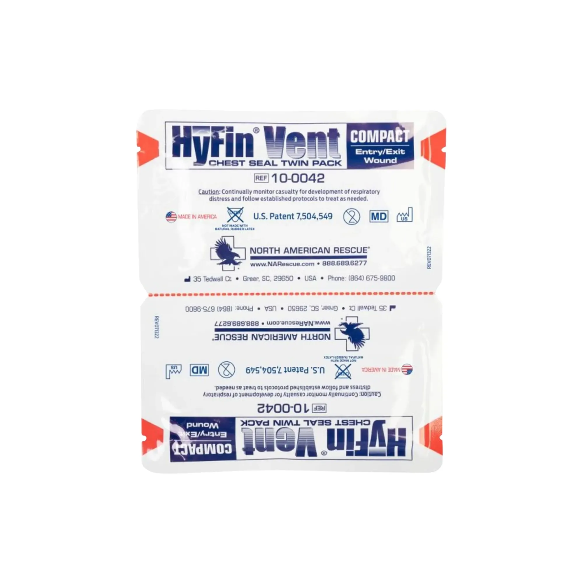 North American Rescue™ Dressing, Chest Seal - Hyfin Compact (Vented) Twin Pack By North American Rescue™