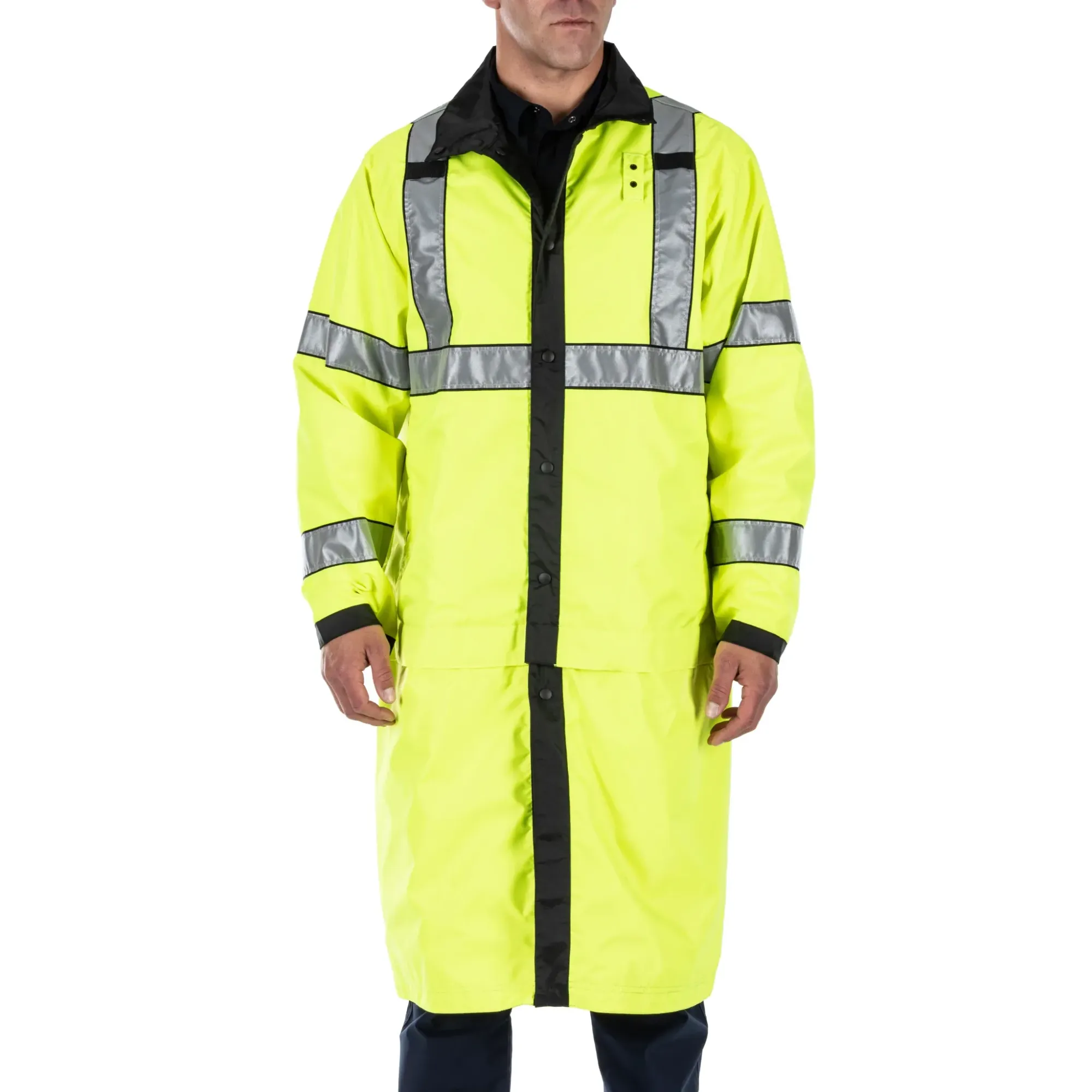 Reversible Hi-Vis Rain Coat — Black (1)